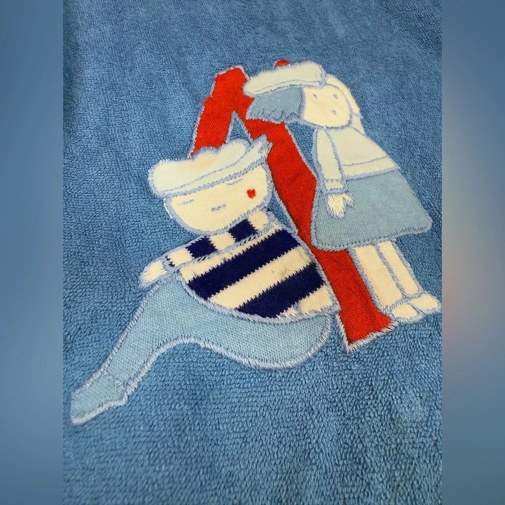 SAB' VINTAGE 80s Terrycloth Nautical Applique Sleeper Footie Pajamas‎ Size 6-12M